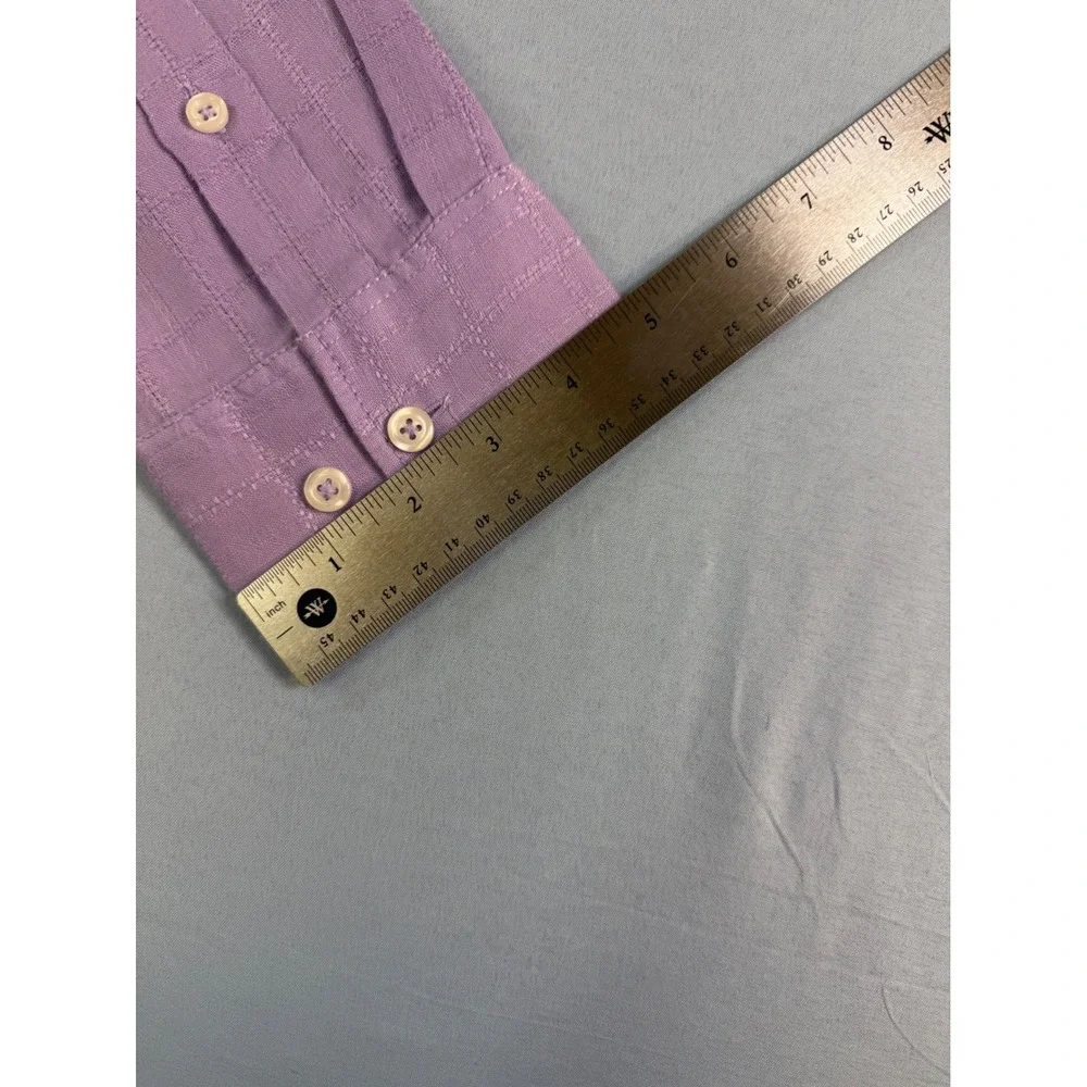 Tommy Bahama Mens Purple 100% Linen Grid‎ Button Up Shirt Large Long Sleeve